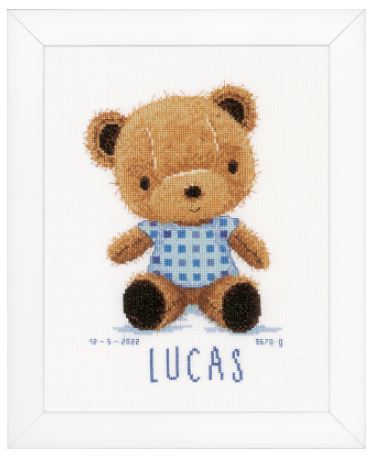 click here to view larger image of Teddy Bear Birth Announcement (counted cross stitch kit)