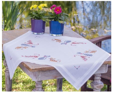 click here to view larger image of Striped Cats Tablecloth (counted cross stitch kit)