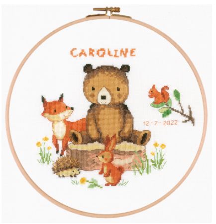 click here to view larger image of Forest Animals IIII - Birth Announcement (counted cross stitch kit)