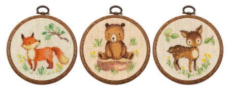 click here to view larger image of Forest Animals Set of 3 Mini Kit (counted cross stitch kit)