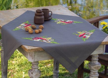 click here to view larger image of Hedgehog with Ferns Tablecloth (counted cross stitch kit)