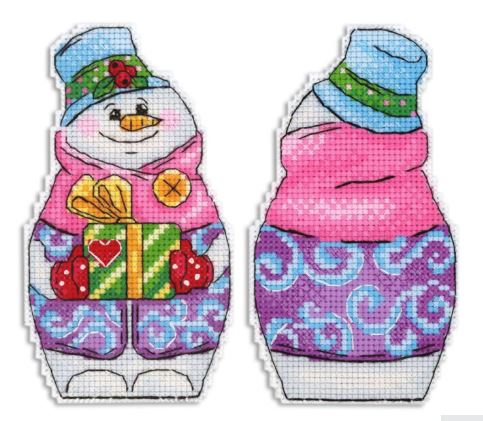 click here to view larger image of Snowman with Gifts (counted cross stitch kit)
