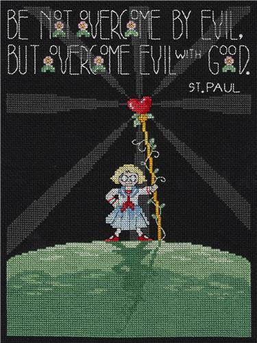 click here to view larger image of Overcome Evil - Mary Engelbreit (counted cross stitch kit)