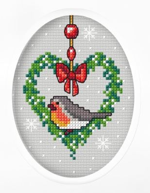 click here to view larger image of Card - Bullfinch  (counted cross stitch kit)