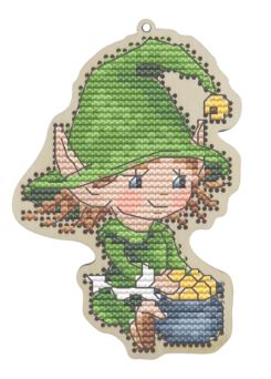 click here to view larger image of Elf with Gold (counted cross stitch kit)