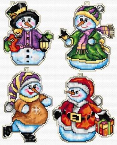 Snowmen - click here for more details about counted cross stitch kit