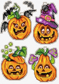 click here to view larger image of Halloween Pumpkins (counted cross stitch kit)