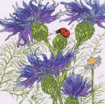 click here to view larger image of Cornflower Garden (counted cross stitch kit)