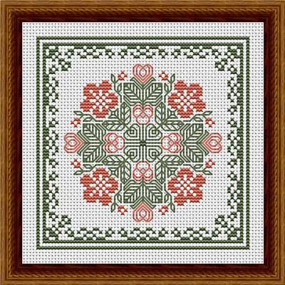 click here to view larger image of November Hearts Square with Pansies (chart)