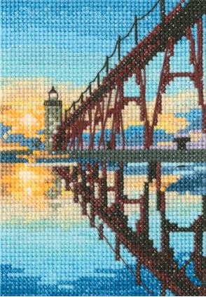 click here to view larger image of Bridge to Manistee North Pierhead Lighthouse (counted cross stitch kit)