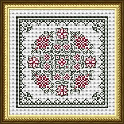 click here to view larger image of December Hearts Square with Poinsettias - Christmas (chart)