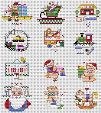 click here to view larger image of Santa in His Workshop Ornaments (chart)