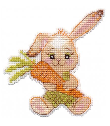 click here to view larger image of Magnet - Bunny with Carrot (counted cross stitch kit)