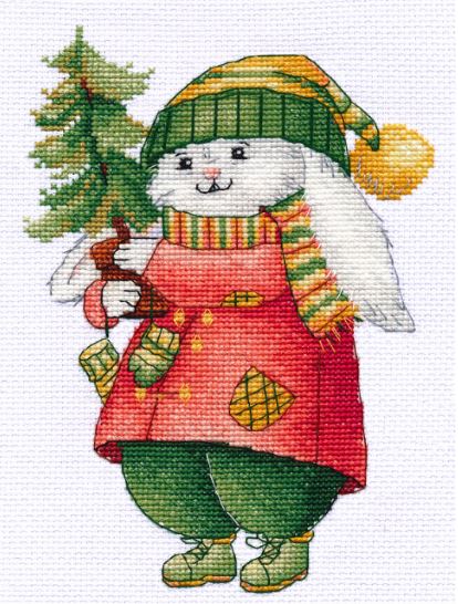 click here to view larger image of Bunny with Christmas Tree (counted cross stitch kit)