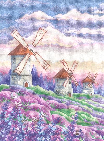click here to view larger image of Landscape with Windmills (counted cross stitch kit)