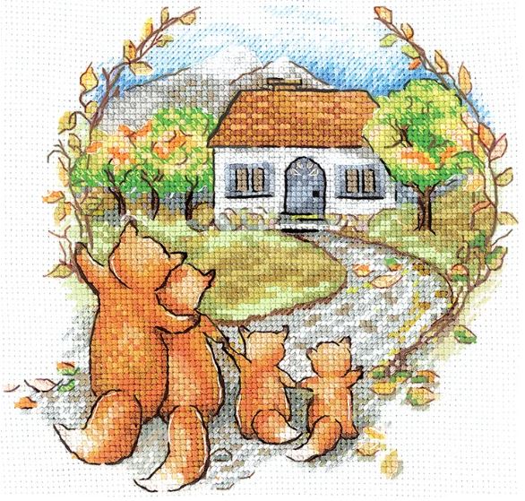 click here to view larger image of Housewarming - Foxes (counted cross stitch kit)