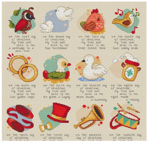 click here to view larger image of 12 Days of Christmas (with words) (chart)