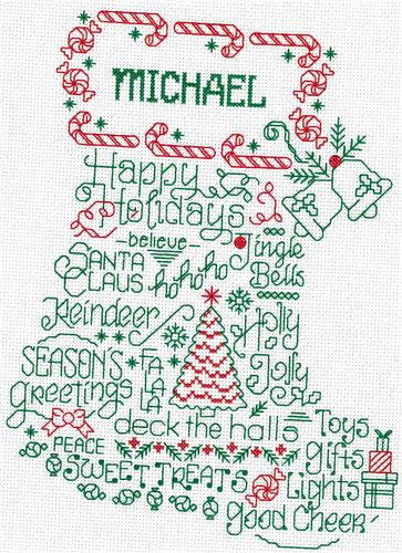 click here to view larger image of Mr Holiday Stocking - Ursula Michael (counted cross stitch kit)