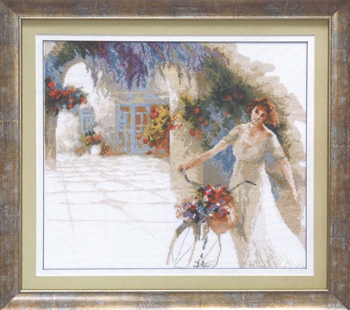 click here to view larger image of Girl with Flowers, A (counted cross stitch kit)