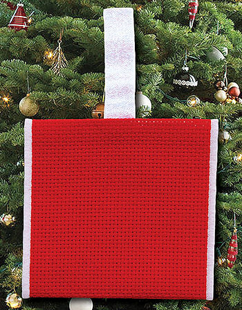 click here to view larger image of Banded Ornament -  14ct Red Aida w/White Trim (stitchable)