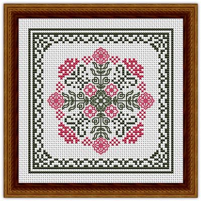 click here to view larger image of January Hearts Square with Pink Carnations (chart)