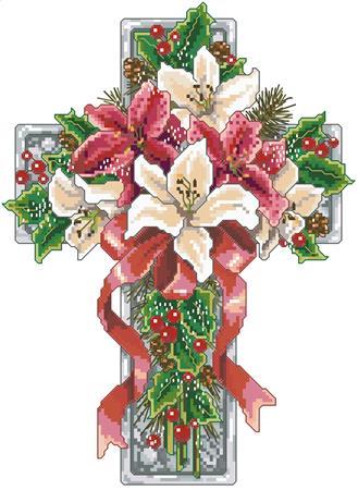click here to view larger image of Winter Season Floral Cross (chart)
