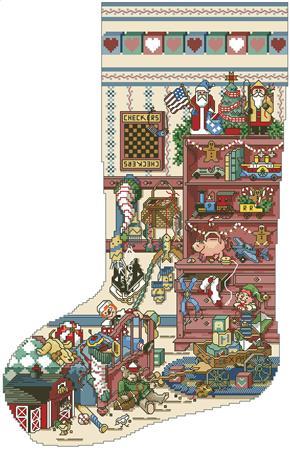 click here to view larger image of Toys and Games Heirloom Christmas Stocking (chart)