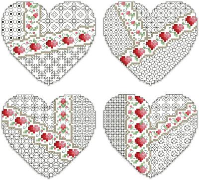 click here to view larger image of Crazy Blackwork Valentines (chart)