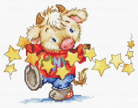 click here to view larger image of Calf with Stars (counted cross stitch kit)