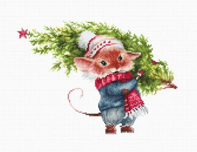 click here to view larger image of Mouse with Fir Tree (counted cross stitch kit)