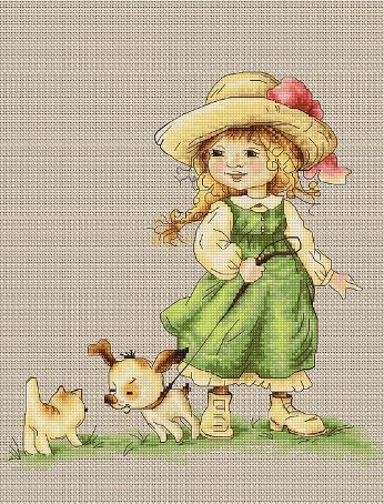 click here to view larger image of On a Leash (counted cross stitch kit)