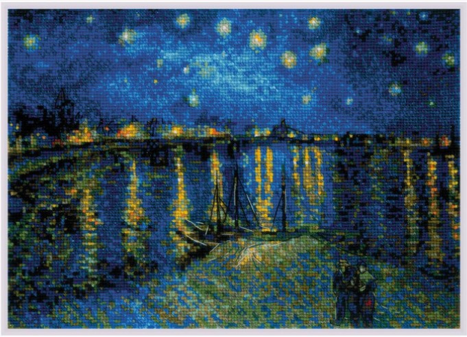 click here to view larger image of Starry Night Over the Rhone after Van Gogh's Painting (counted cross stitch kit)