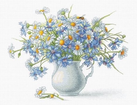 click here to view larger image of Cornflowers and Camomiles (counted cross stitch kit)
