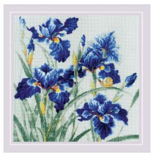 click here to view larger image of Blue Irises (counted cross stitch kit)