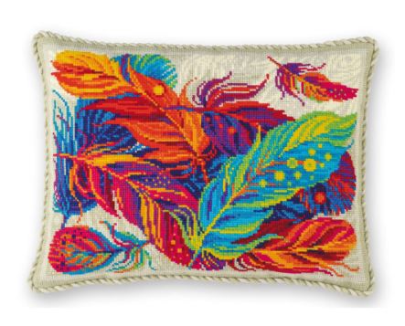 click here to view larger image of Feathers Cushion (counted cross stitch kit)