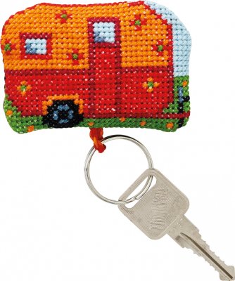 click here to view larger image of Key Ring - Caravan Camper (counted cross stitch kit)
