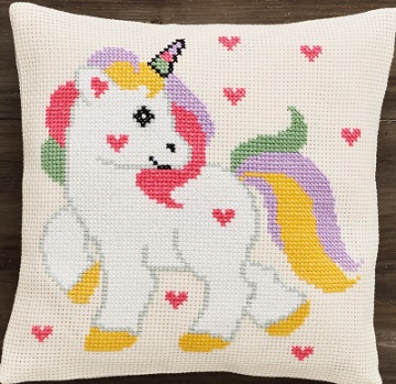 click here to view larger image of Unicorn Cushion (counted cross stitch kit)