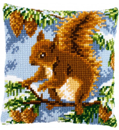 click here to view larger image of Squirrel in Pine Tree (counted cross stitch kit)