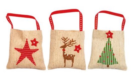 click here to view larger image of Gift Bag Christmas - Set of 3 (counted cross stitch kit)