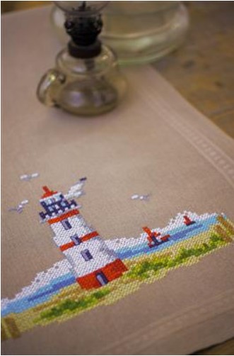 click here to view larger image of Lighthouses Table Runner (printed linen)
