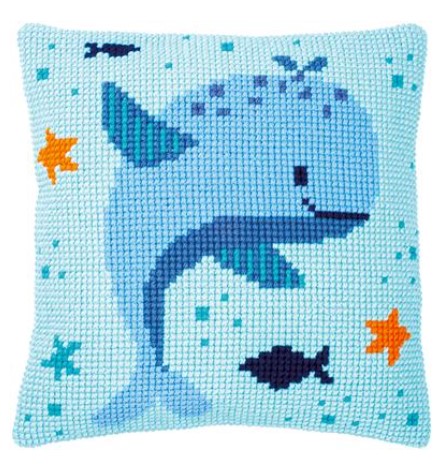 click here to view larger image of Whales Fun Cushion (needlepoint kit)