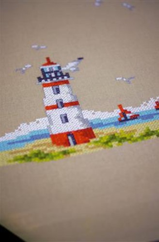 click here to view larger image of Lighthouses Tablecloth (printed linen)