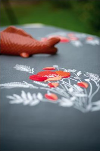 click here to view larger image of Poppies Table Runner (printed linen)