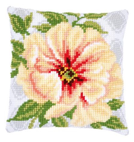 click here to view larger image of Soft Orange Flower Cushion (counted cross stitch kit)
