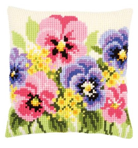 click here to view larger image of Violets Cushion (counted cross stitch kit)