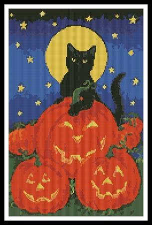 click here to view larger image of Black Cat and Pumpkins (chart)