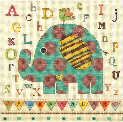 click here to view larger image of Baby Elephant ABC (counted cross stitch kit)