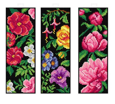 click here to view larger image of Bookmarks Flowers (counted cross stitch kit)