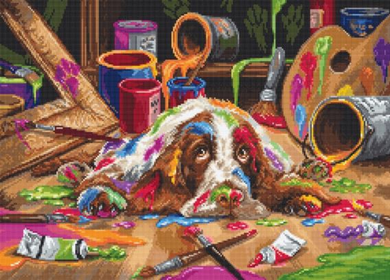 click here to view larger image of Puppy Picasso (counted cross stitch kit)