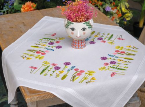 click here to view larger image of Spring Flowers Tablecloth (embroidery kit)